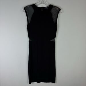 French Connection LBD Little Black Dress Size 6 Mesh Panels Stretch Sleeveless